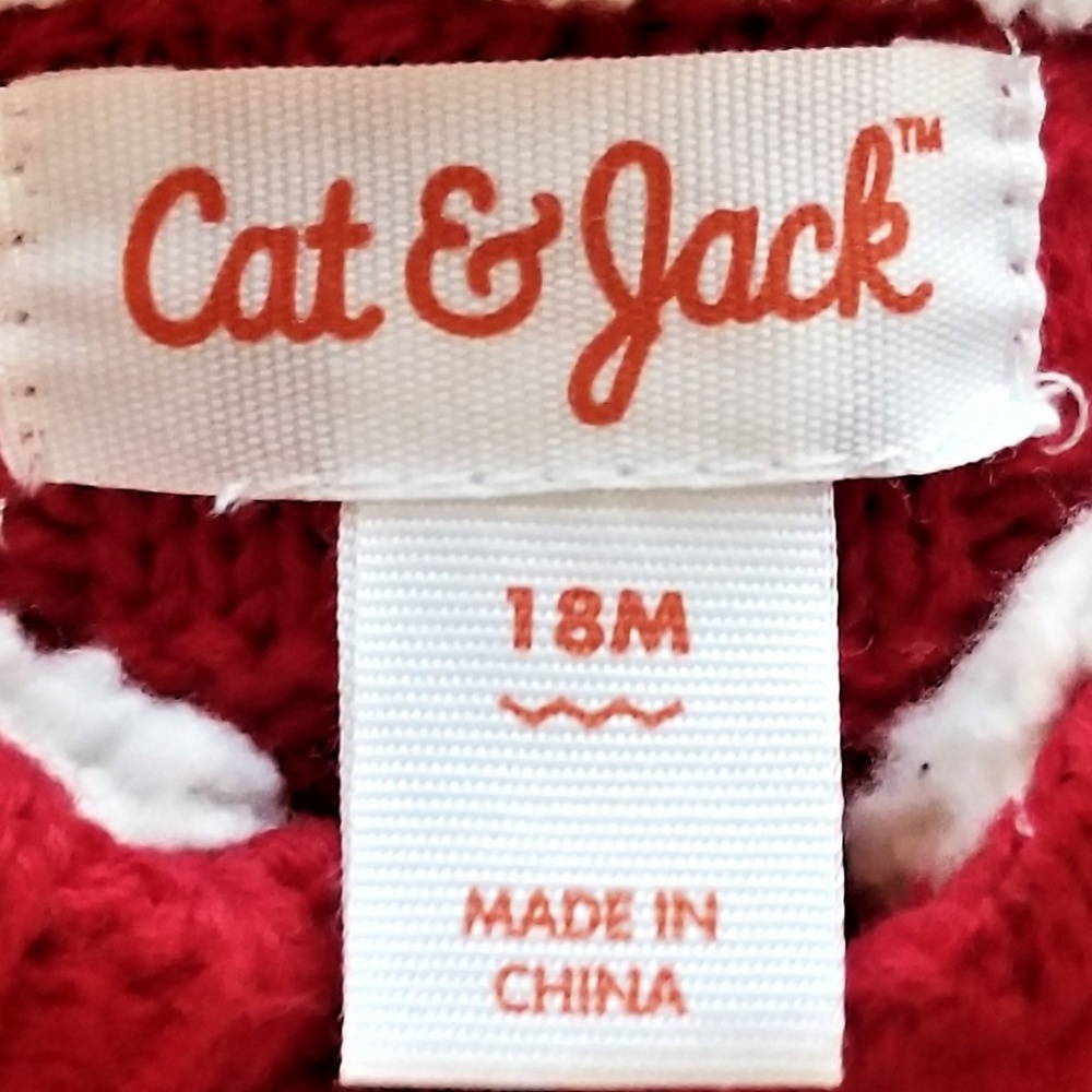 Boys Cableknit Sweater Cat & Jack 18M Red NWT - Picture 5 of 8